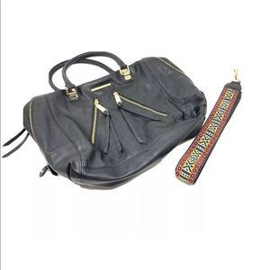 Steve Madden Large Black Handbag Aztec Strap